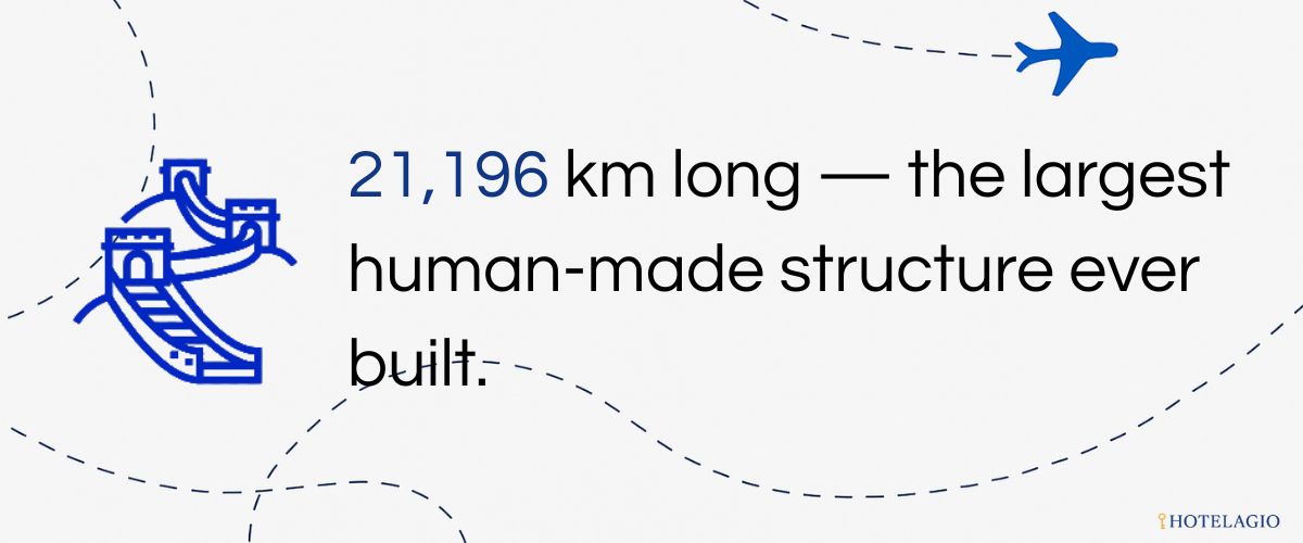 How Many Tourists Visit the Great Wall of China Each Year? 10 21,196 km long — the largest human-made structure ever built.